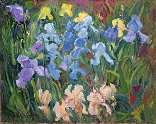 Irises: Pink, Blue and Gold